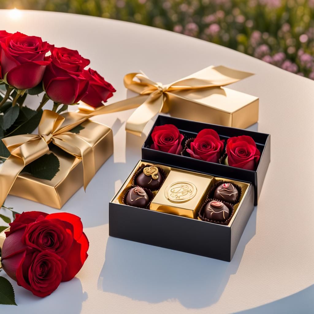 Romantic Spring Proposal with Chocolate and Roses