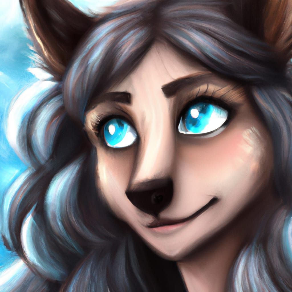 Cartoon Wolf Princess Portrait in Digital Matte Painting