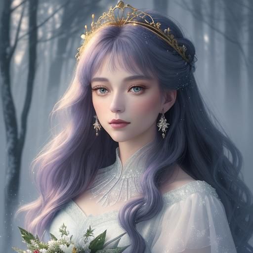 Christmas Princess Portrait in Watercolor Fairy Tale