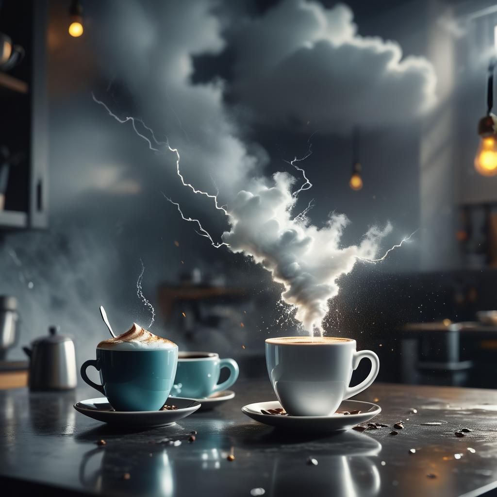 Coffee Cup Storm: Cinematic Kitchen Still in 8K