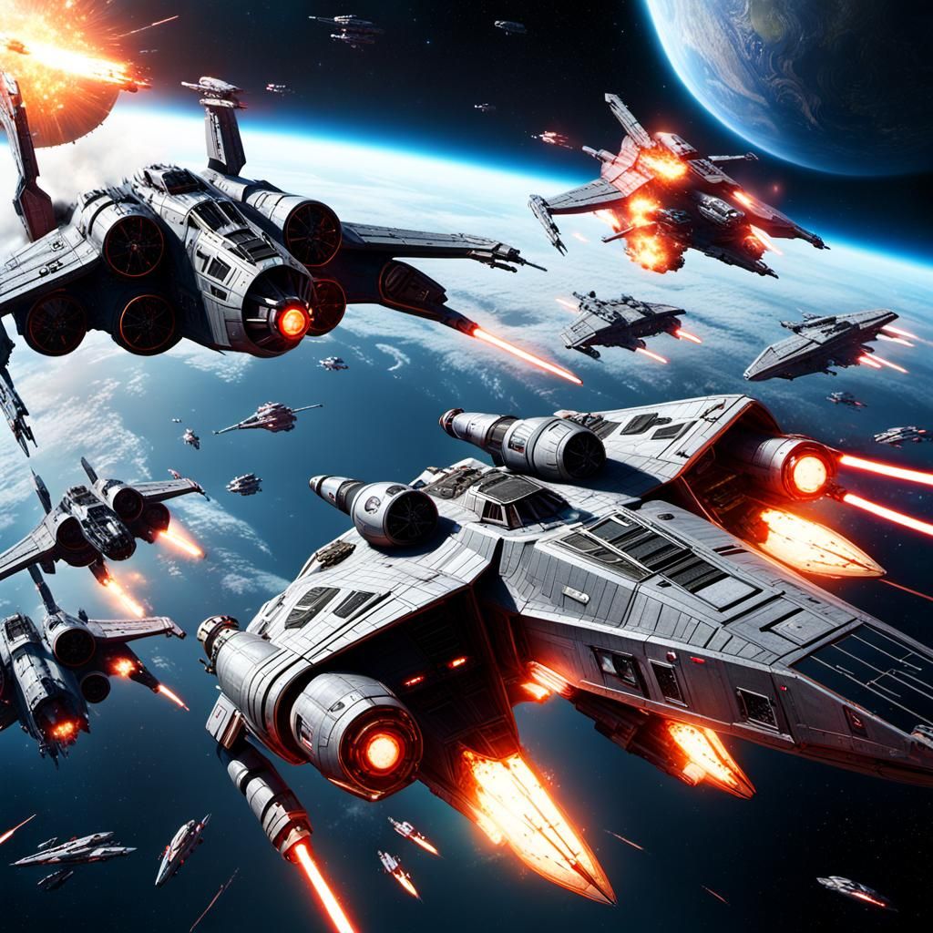 Epic Star Wars Style Space Battle in 4K