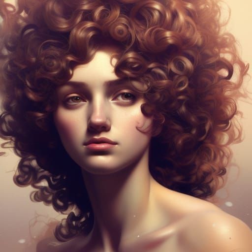 Volumetric Portrait of Curvy Venus in Art Nouveau Style
