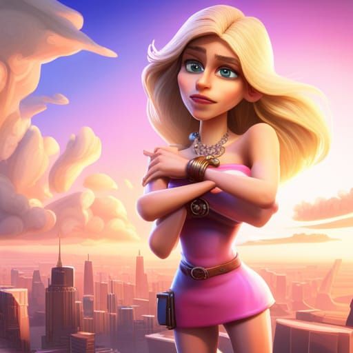 Blonde Thief Arrested: 3D Digital Art