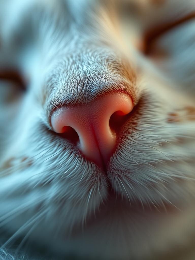 Cinematic Close-Up of a Sleeping White Cat