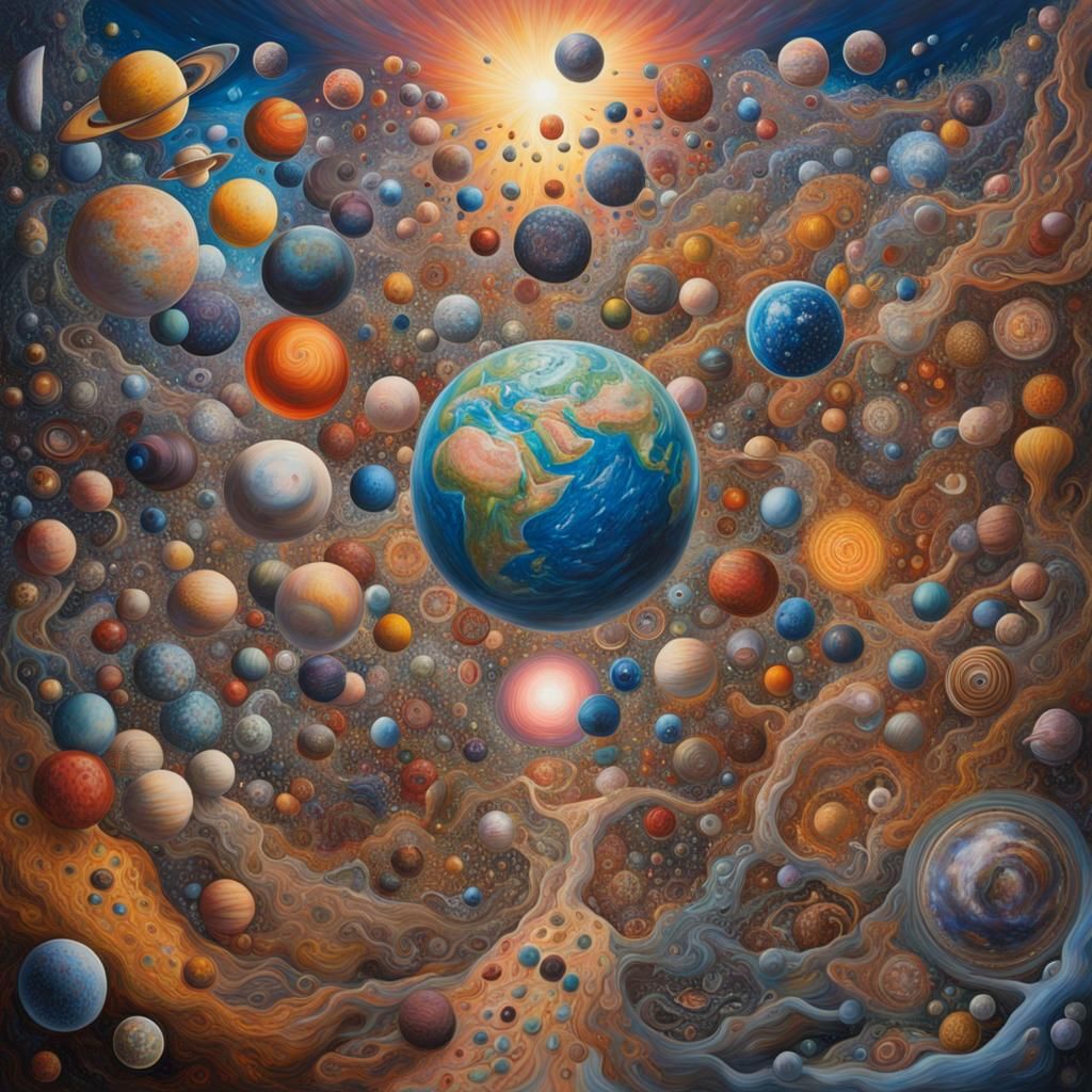 Maximalist Oil Painting of the Multiverse