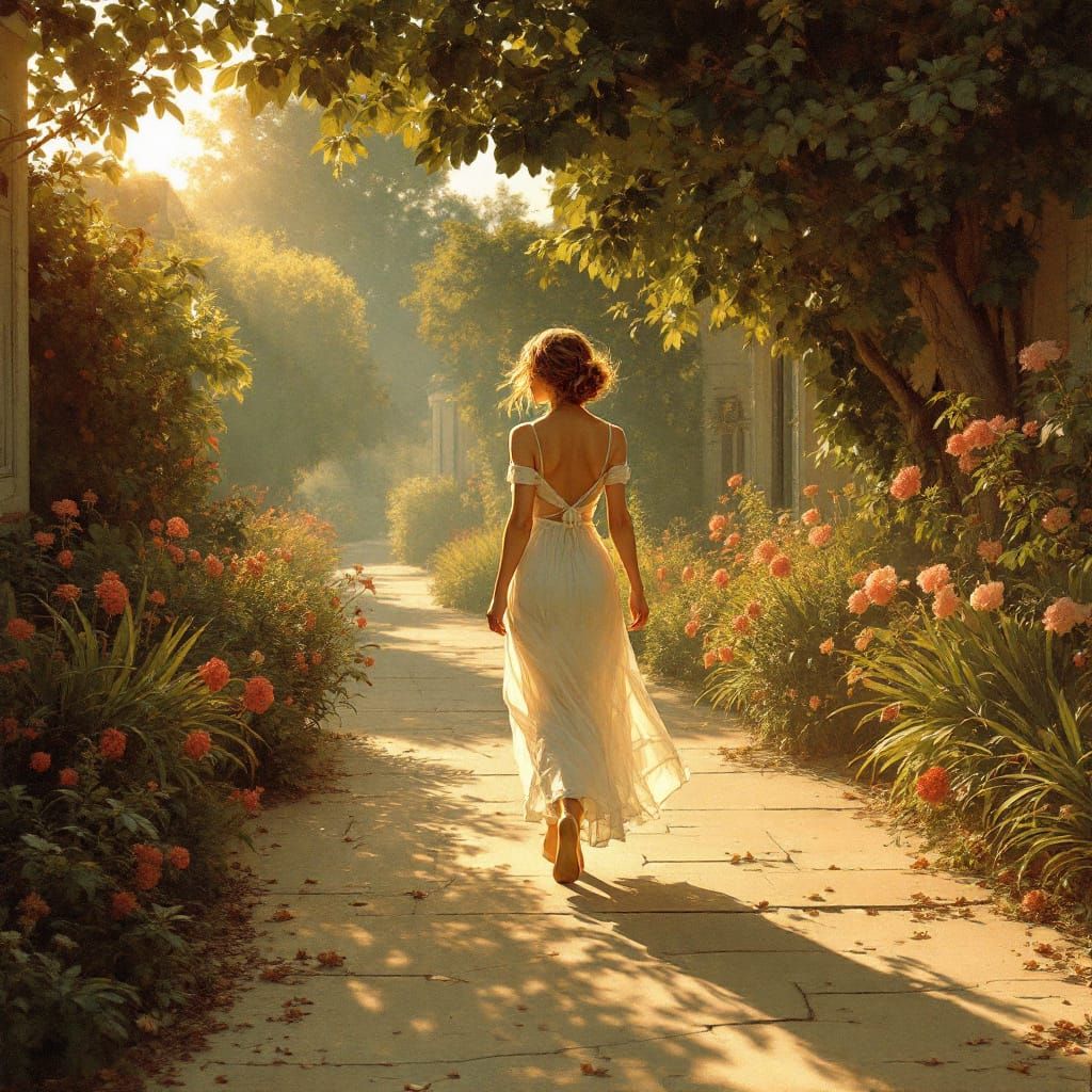 Nostalgic Summer Scene with Vermeer & Elvgren Influences