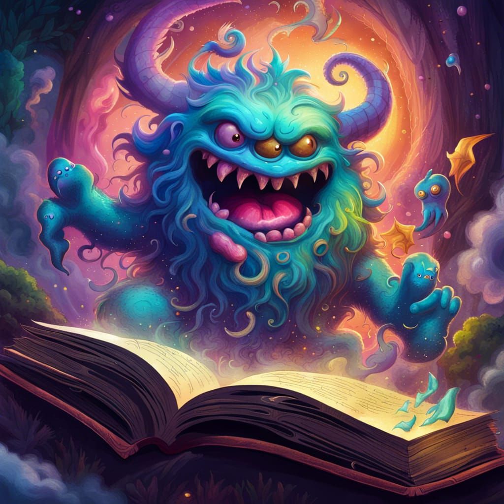 A monster coming to life from the pages of a book