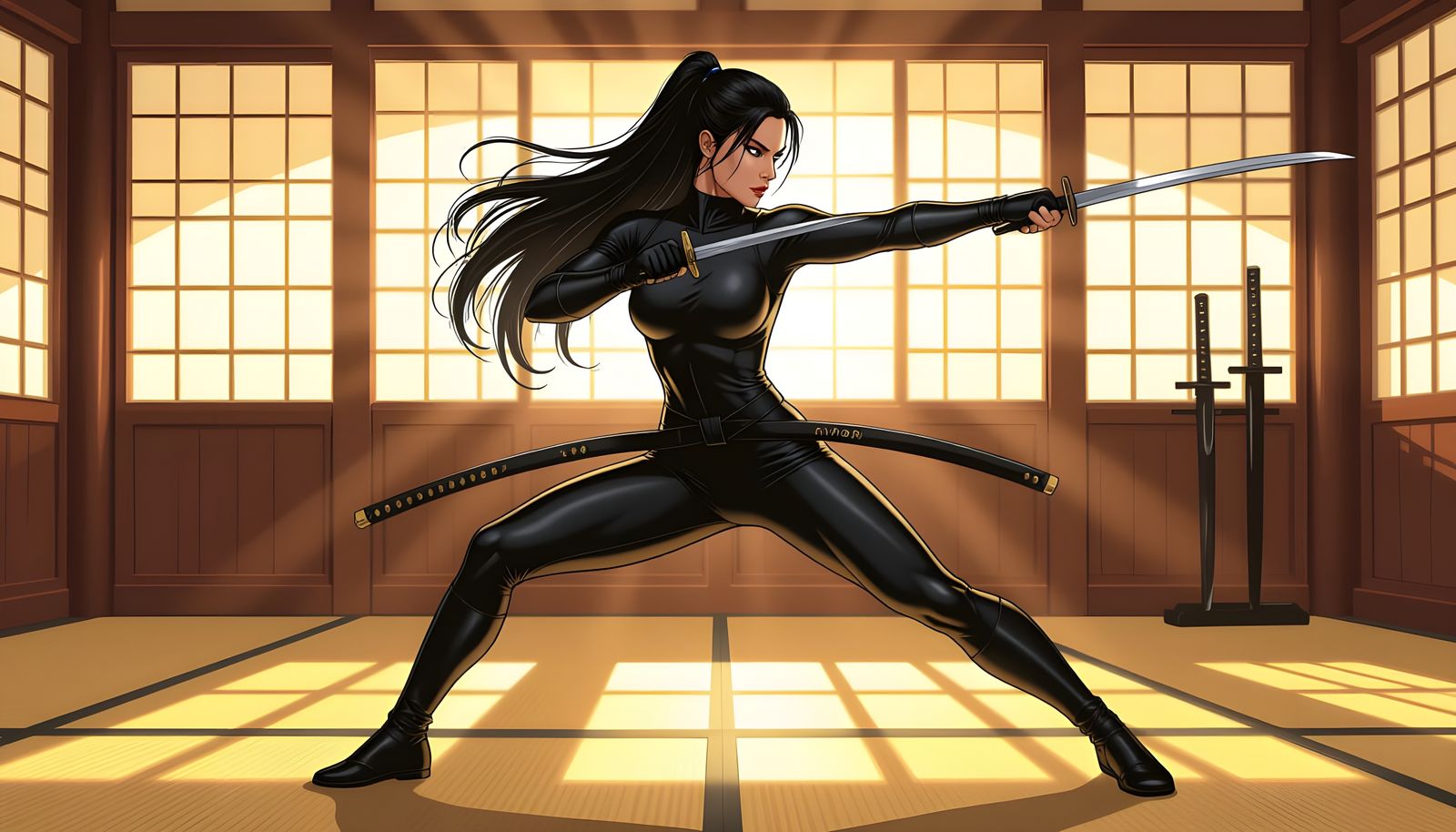 Fierce Martial Artist in Antique Dojo