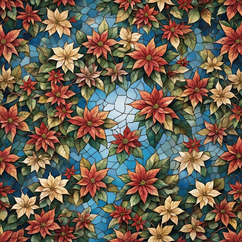 Poinsettia in Stained Glass: Ethereal Fantasy