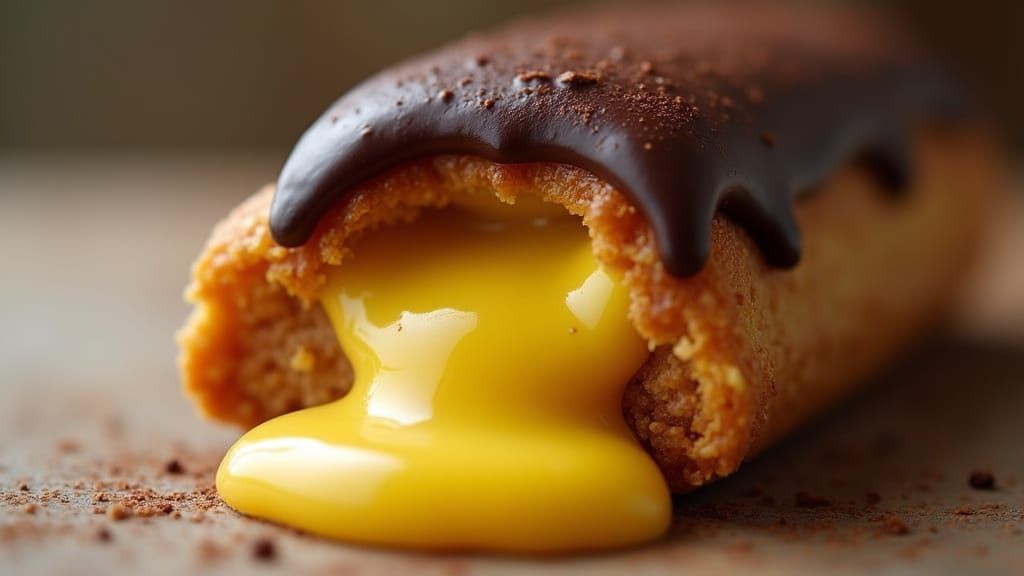 Chocolate Éclair Close-Up in Luxury Pastry Style