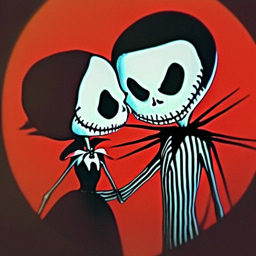 Jack and Sally Skellington Holding Hands