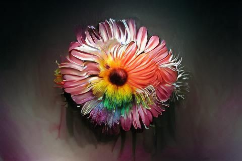Hyperrealistic Rainbow Gerbera Daisy in Surreal Style