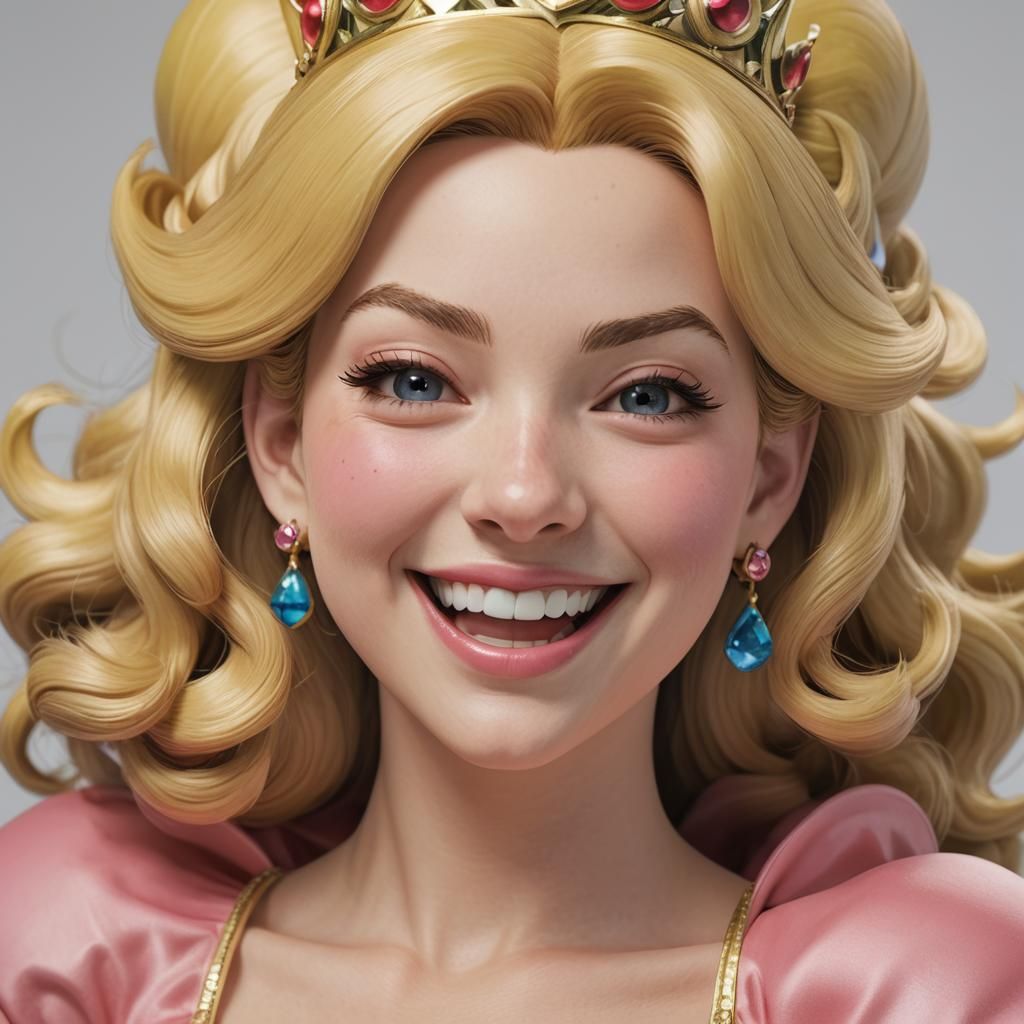 close-up face of princess peach laughing