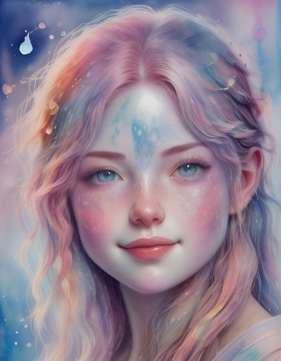 Happy Watercolour Portrait with Dynamic Lighting