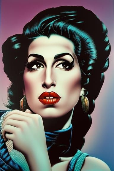 Amy Winehouse Pinup in Art Nouveau Style