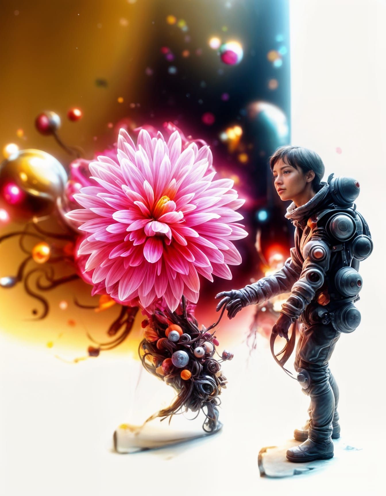 Astronaut Tends Glowing Garden on Mars