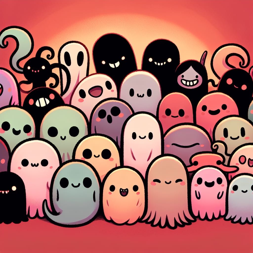 Grateful Spooky Creatures Radiating Joy and Unity