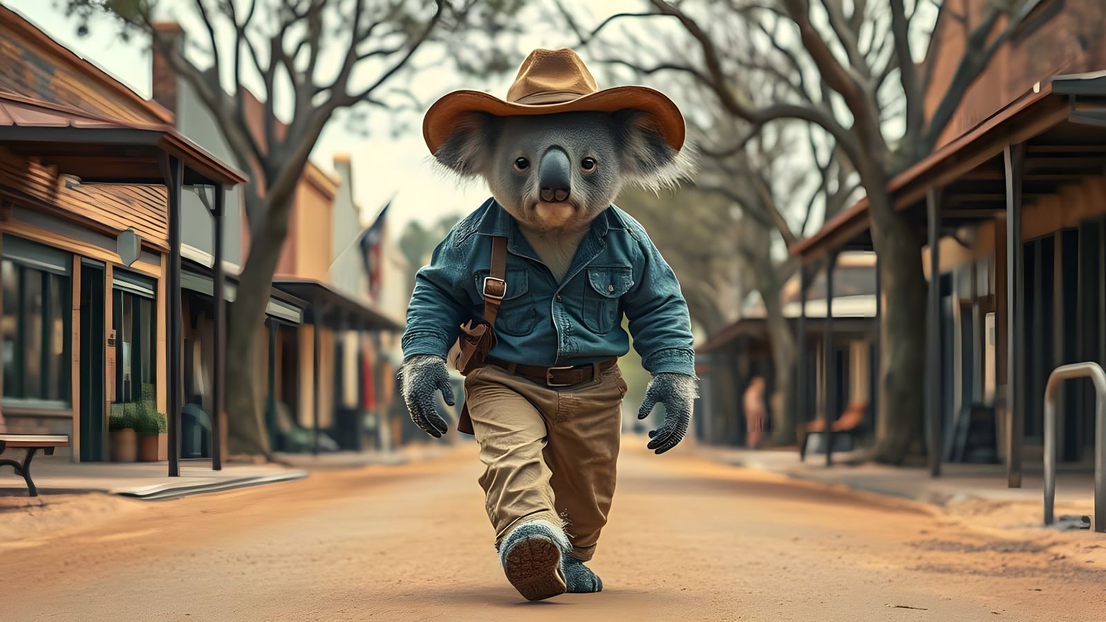 Anthropomorphic Koala in Australian Outback Attire