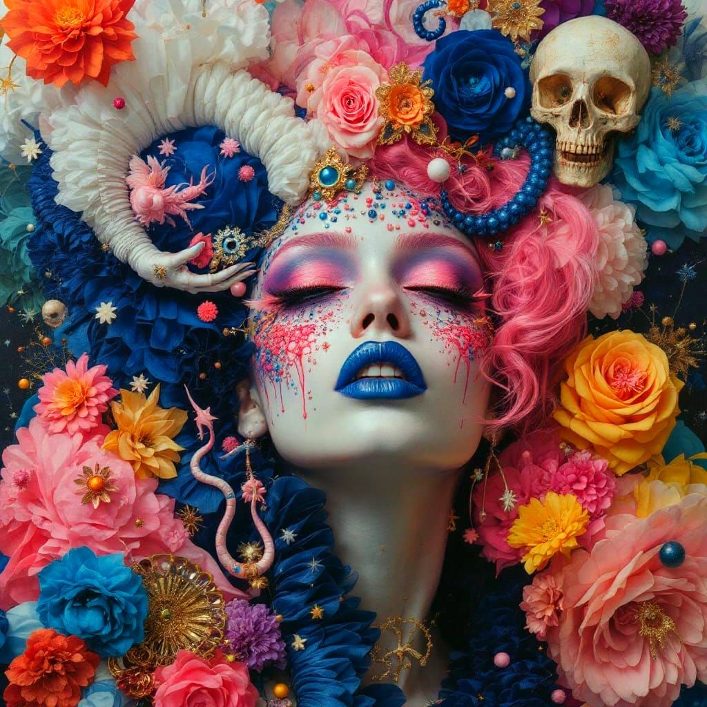 Surreal Cyberpunk Metamorphosis in Bold Baroque Style