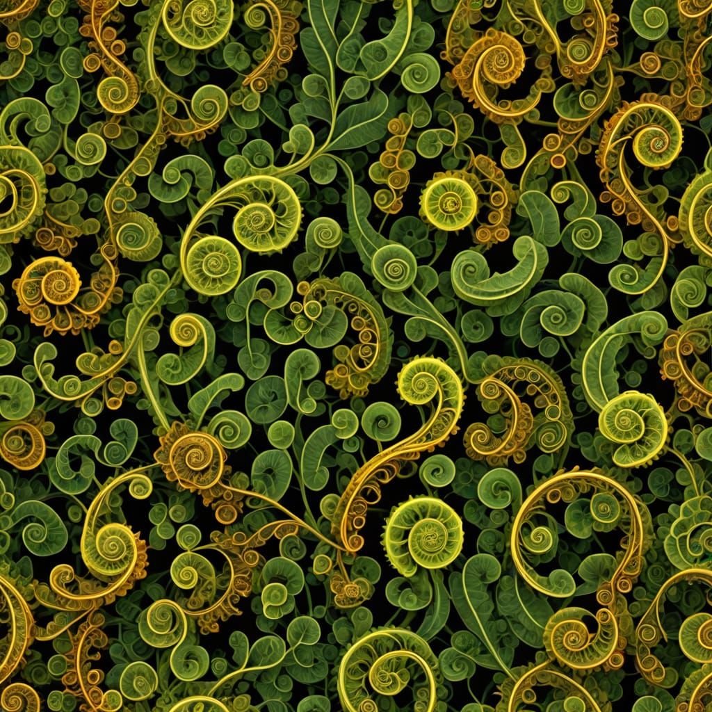Intricate Natural Fractal Patterns in Summer and Autumn Hues