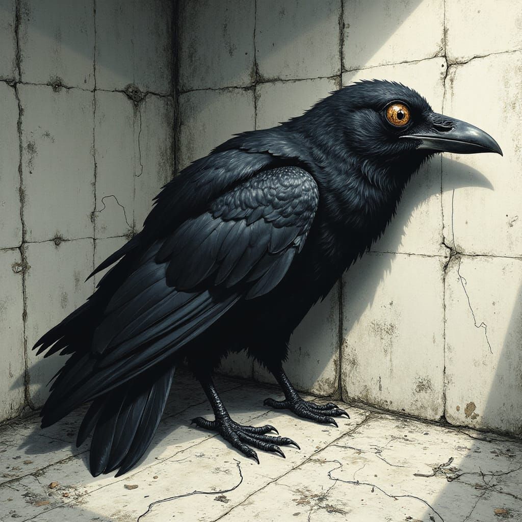 Dark Anime Horror Masterpiece: Raven Trapped in Decaying Pad...