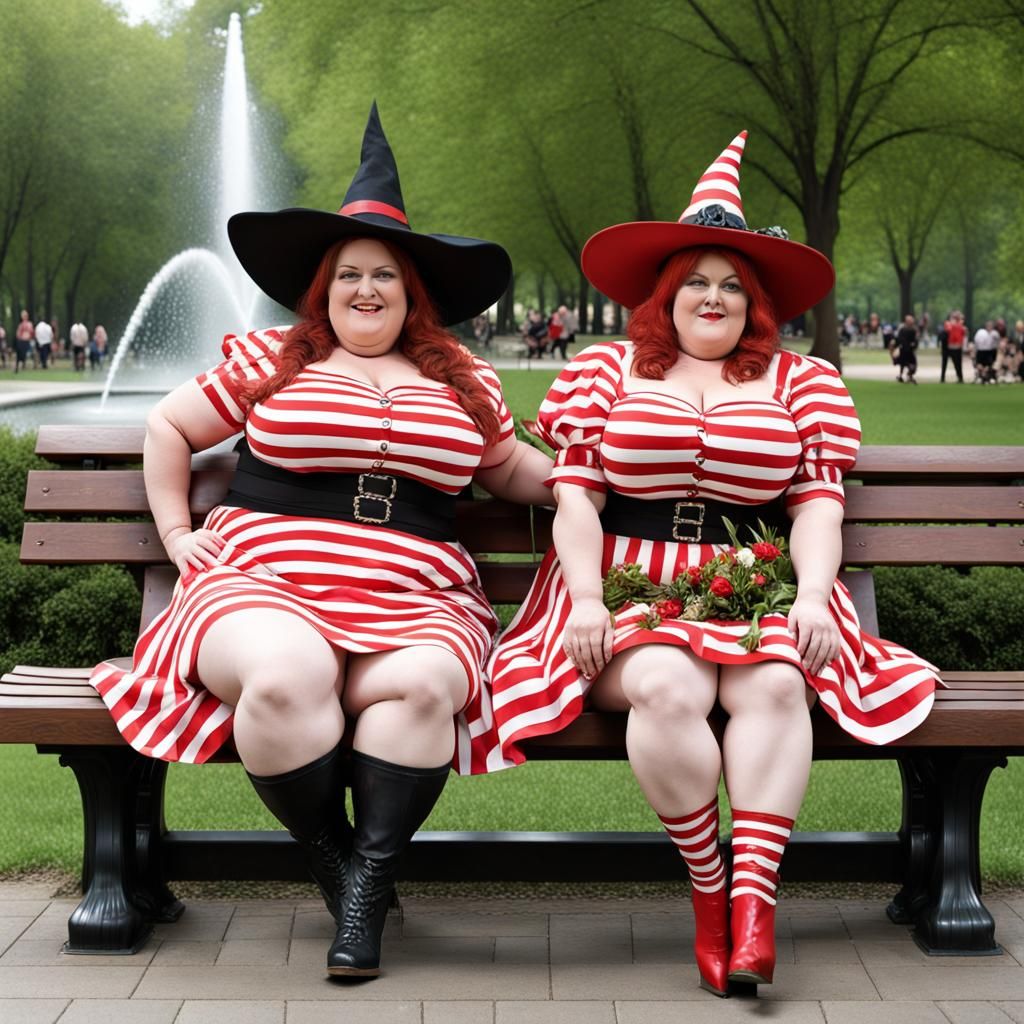 Two Chubby Witches Relaxing in the Park
