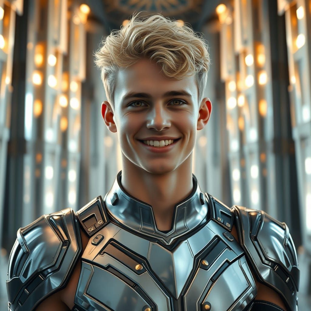 Chiseled Warrior in Futuristic Armor