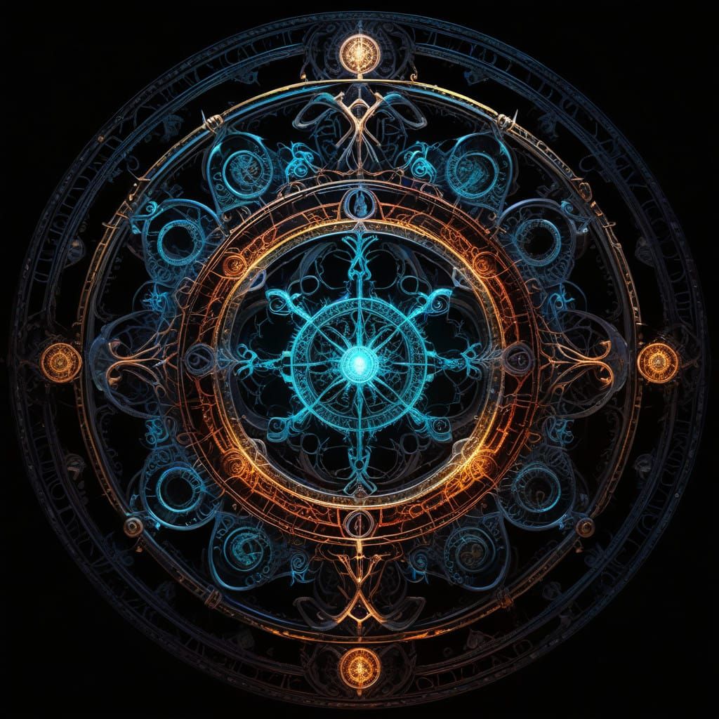 Epic Magic Sigil Glows with Hyperdetailed Fractal Details