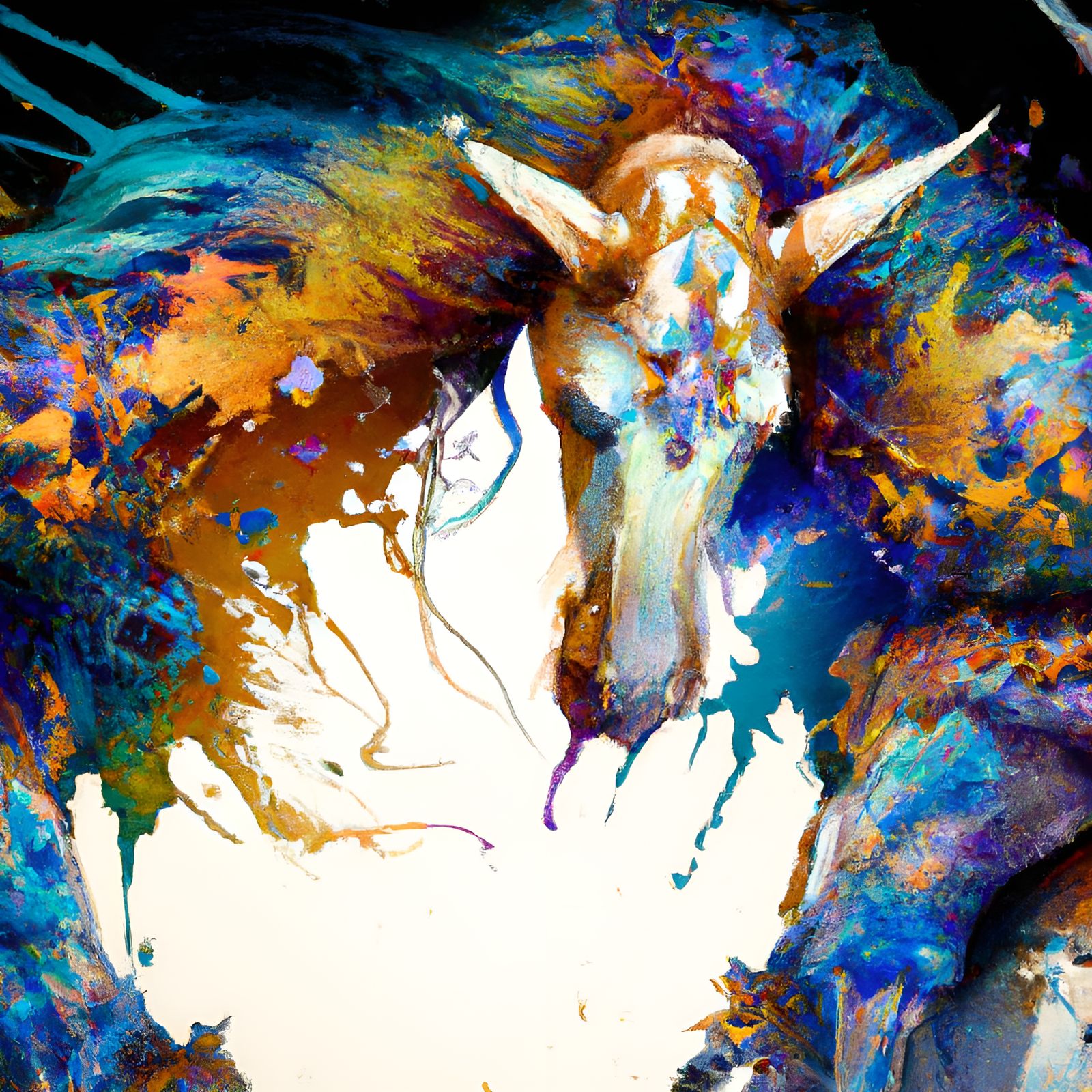 Kaleidoscopic Wild Horses in Alcohol Ink Style