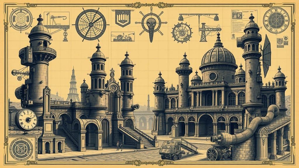 Gothic Blueprints of War-Torn Locations in Grim Style