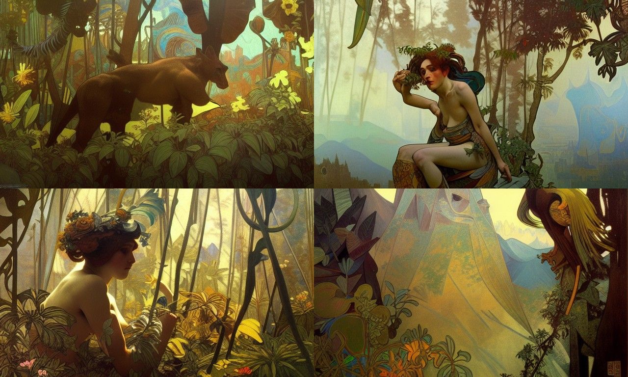 Surreal Wildlife: A Cubist Art Nouveau Fantasy