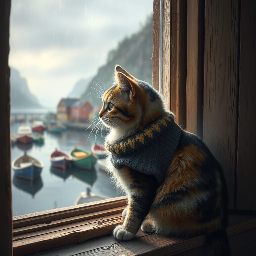 Calico Cat in Cozy Sweater by Harbour