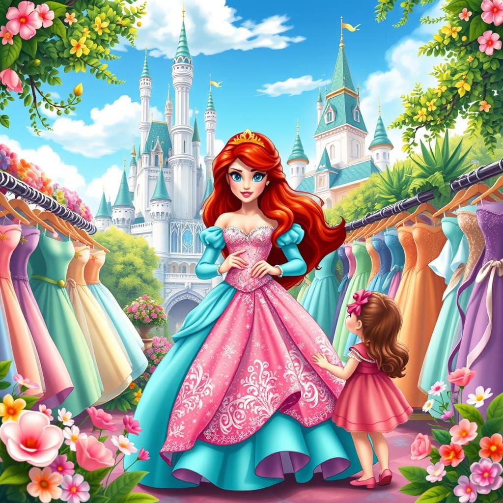 Princess Shows Dress in Magical Boutique, Disney Style