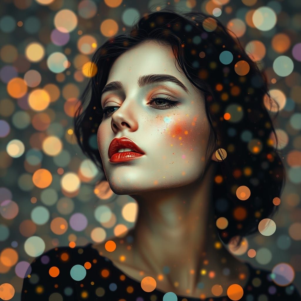 Woman in Opalescent Polkadots, Abstract Expressionism