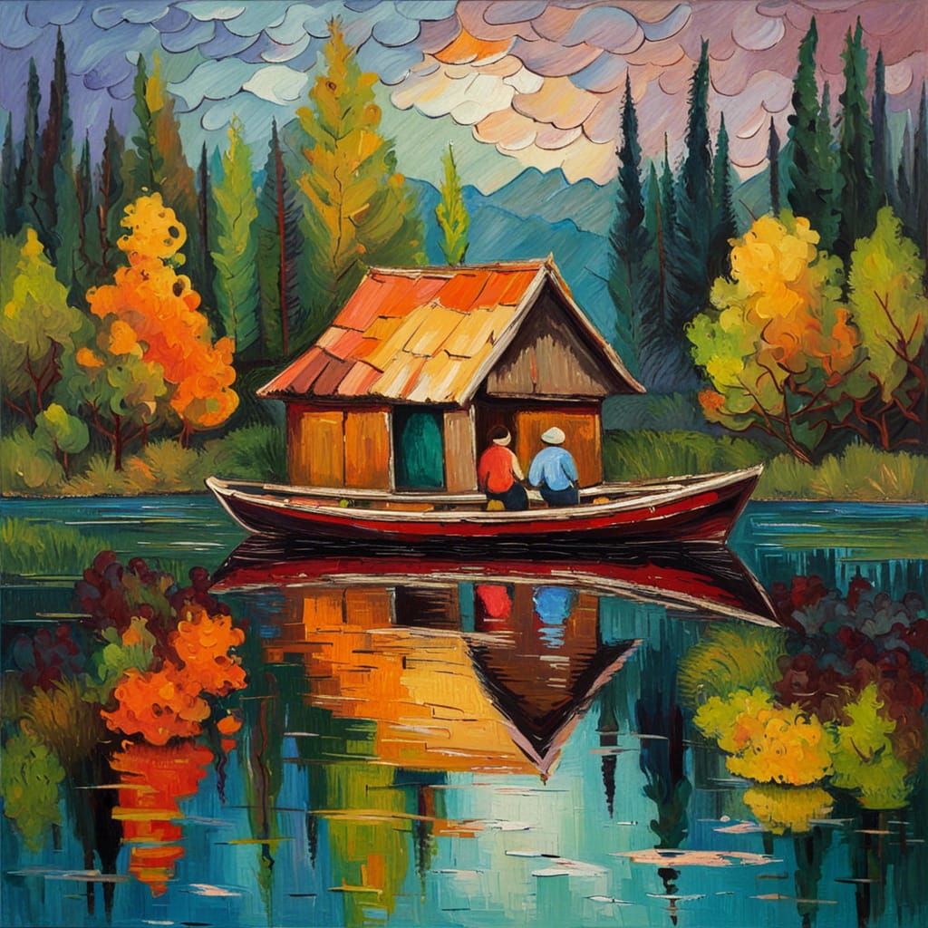 Still Pond: Impressionistic Expressionist Oil Painting