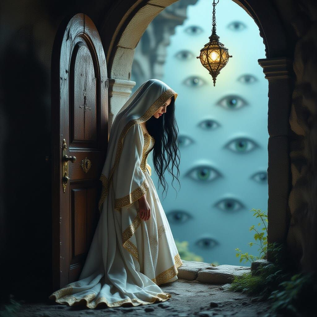 Fantasy Doorway in the Void with Renaissance Woman