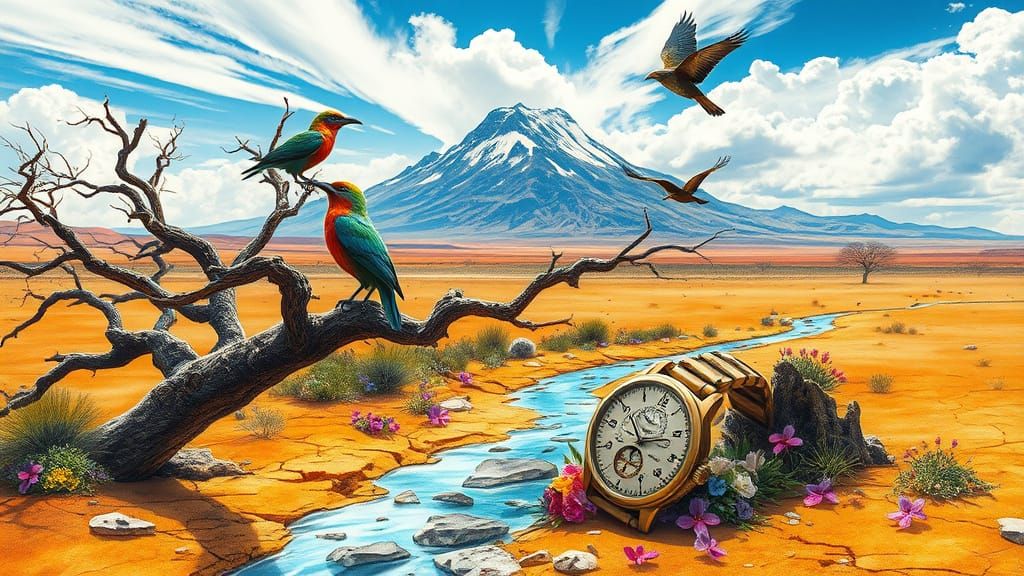 Majestic Paradise Bird in Golden Desert Paradise