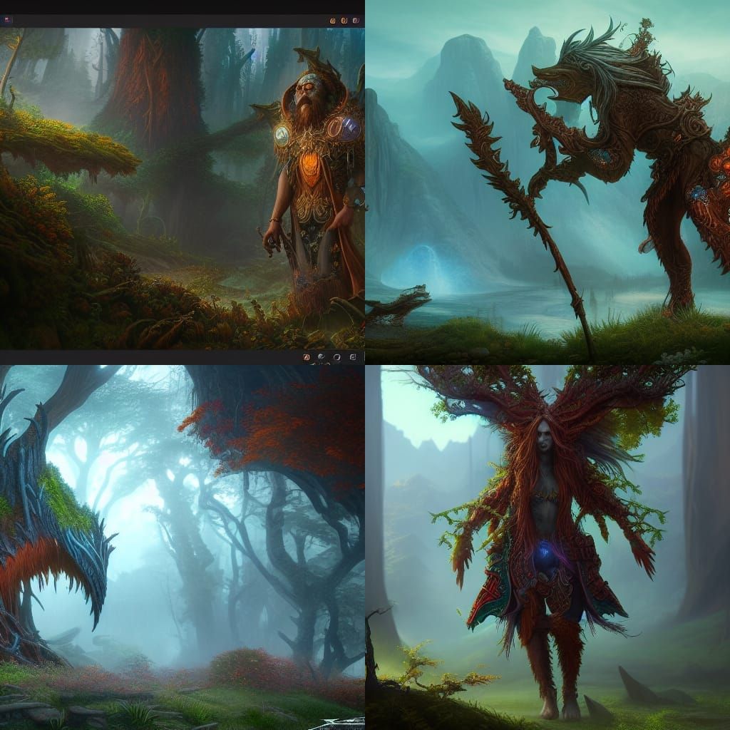 Detailed Druid Matte Painting in Fantasy Concept Art