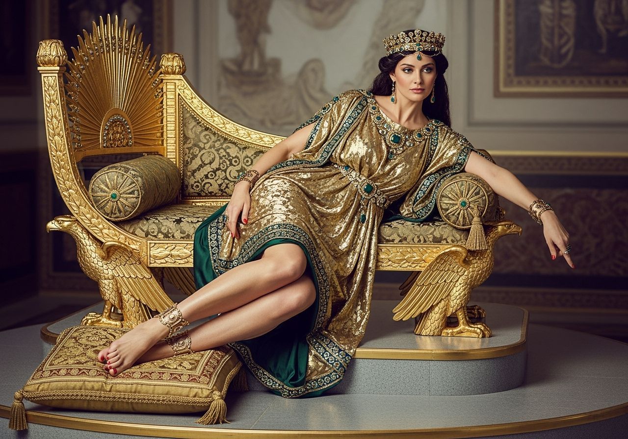 Empress Theodora Lounging on Chaise Longue in Byzantine Styl...