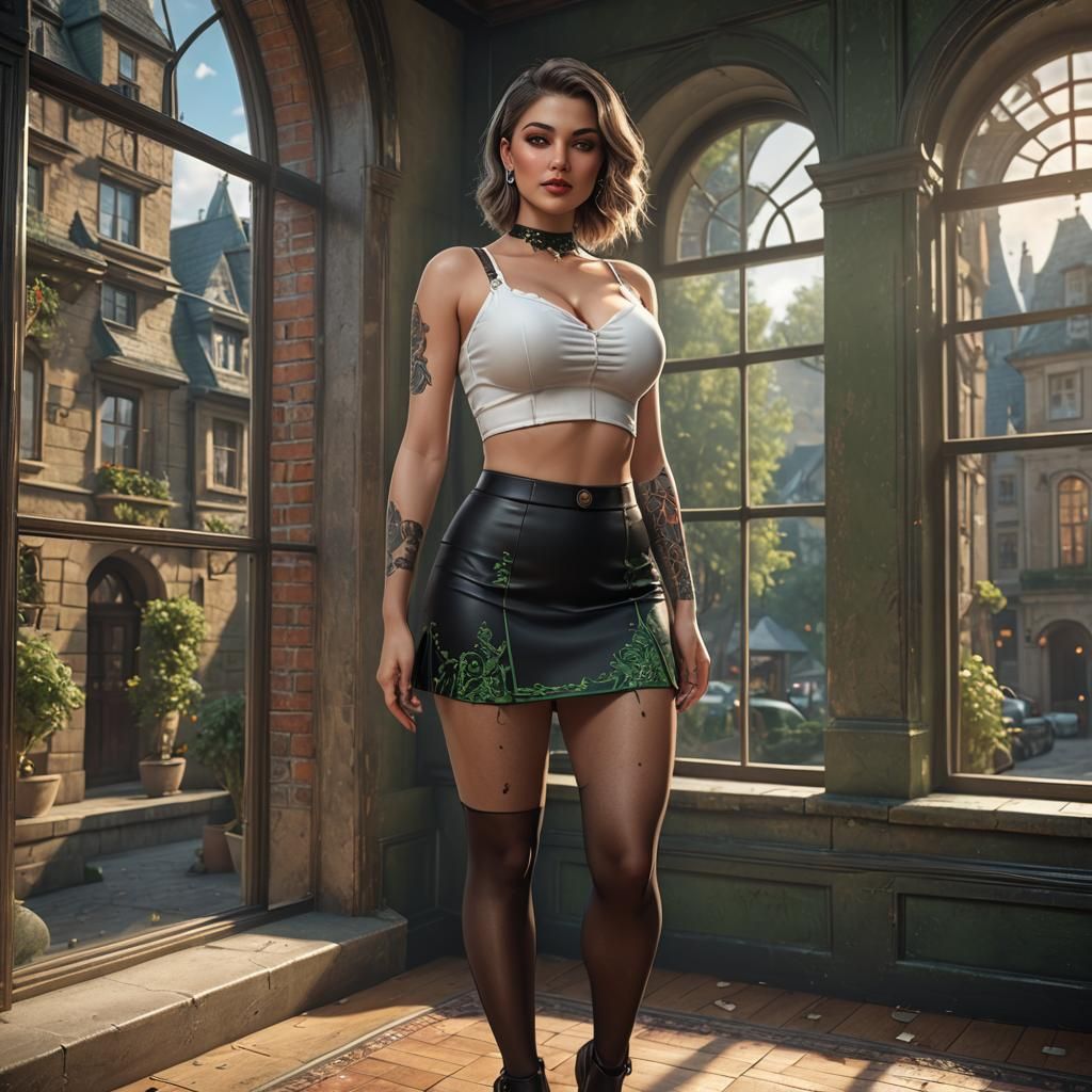 Curvy Woman in Short Top: Fantasy Concept Art