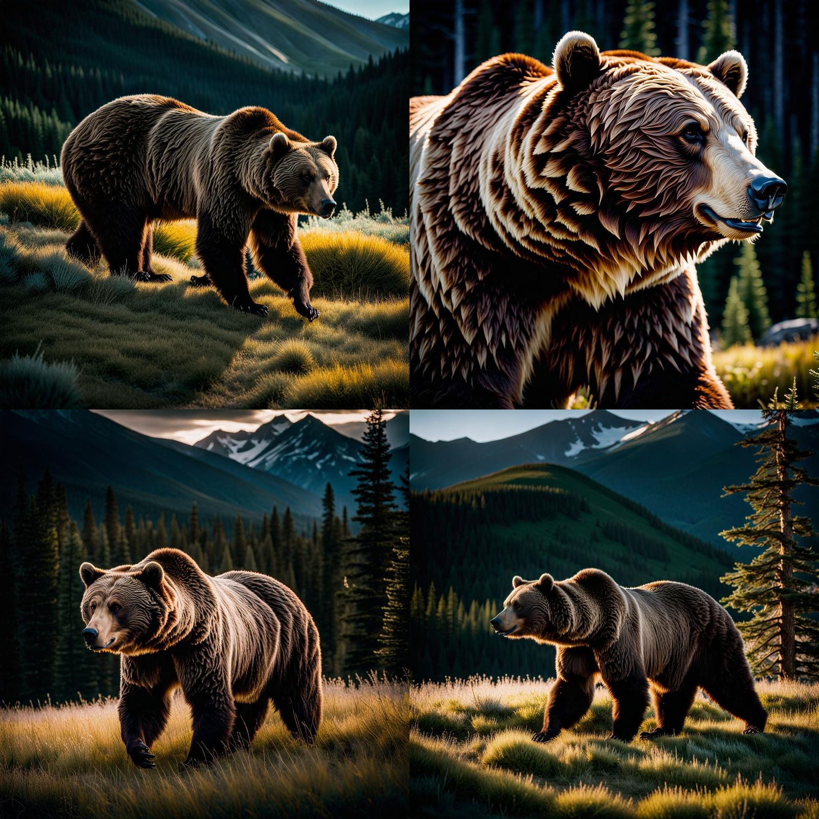 Elegant Kirigami Grizzly Bear in Cinematic Style