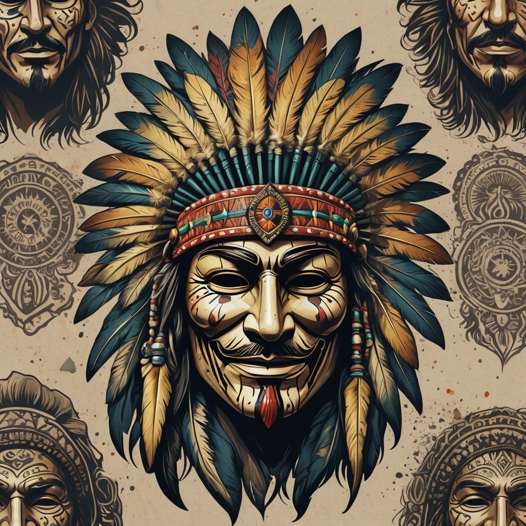 Guy Fawkes Indian Chief Mask Sticker