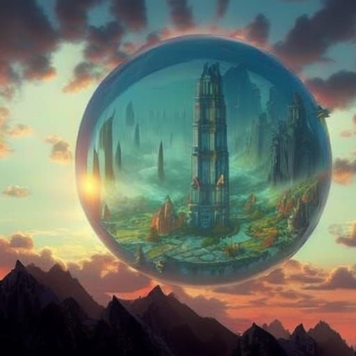 Futuristic City in Bubble, Digital Art Masterpiece