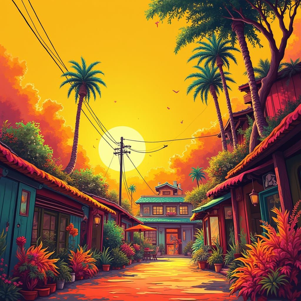 Vibrant Autumn Landscape in Impasto Oil Painting