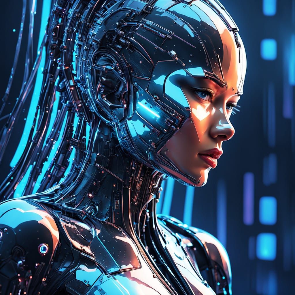 Glowing Android Goddess in Hyper-Realistic Digital Art