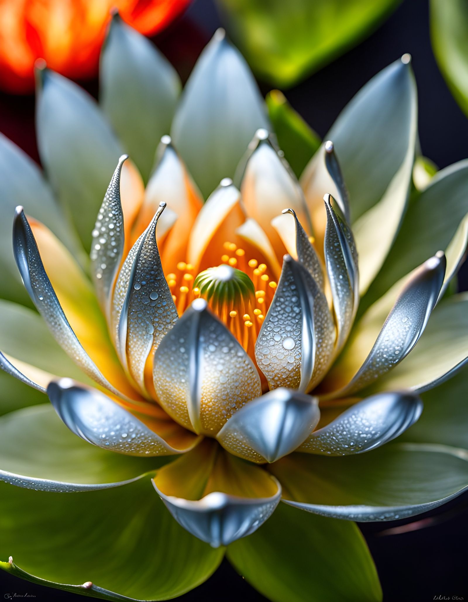 Silver Lotus Lilies in Macro Photography