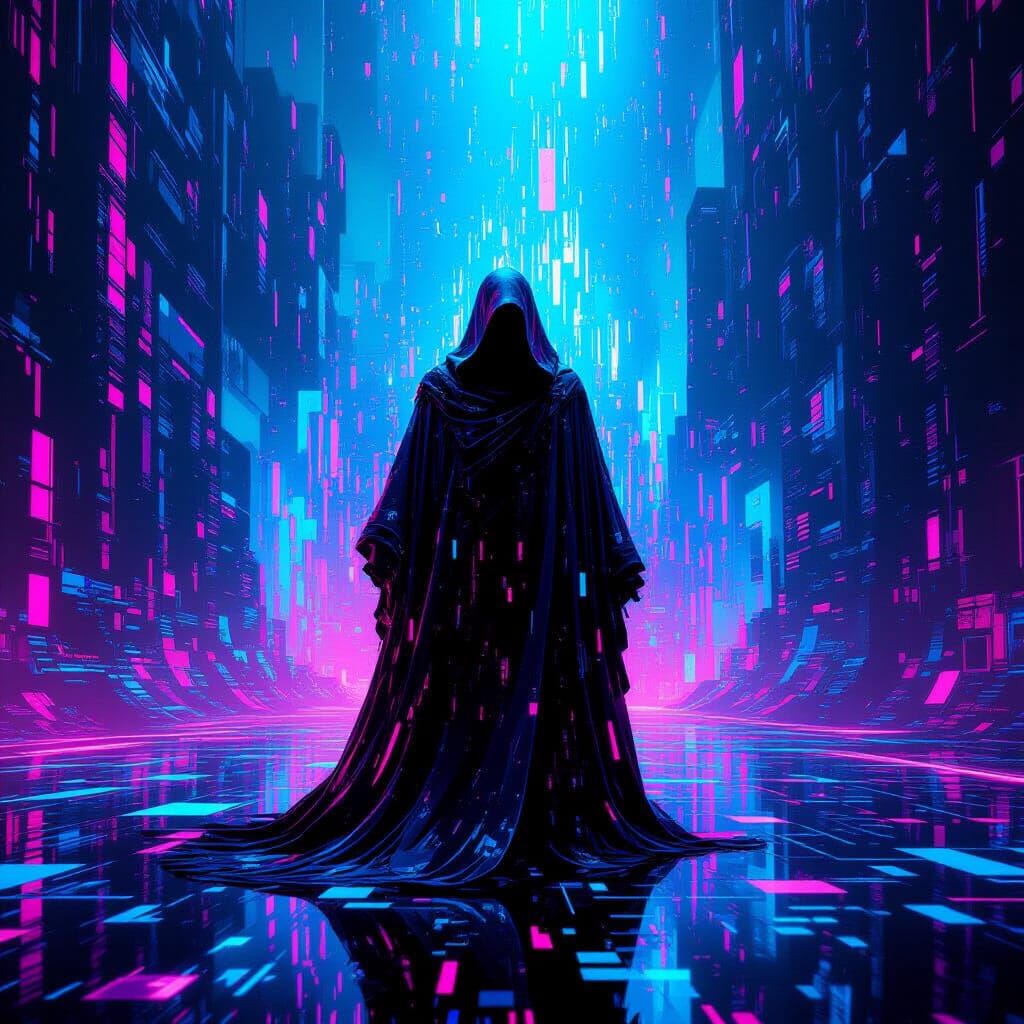 Reincarnation Symbolism in Vibrant Glitched Art