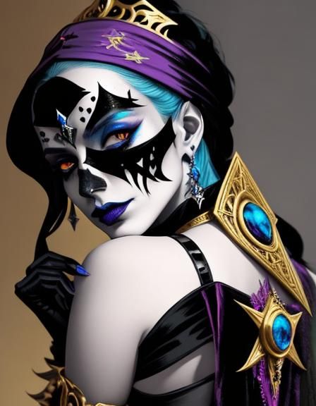 Undead Sorceress Queen: Gothic Expressionist Illustration