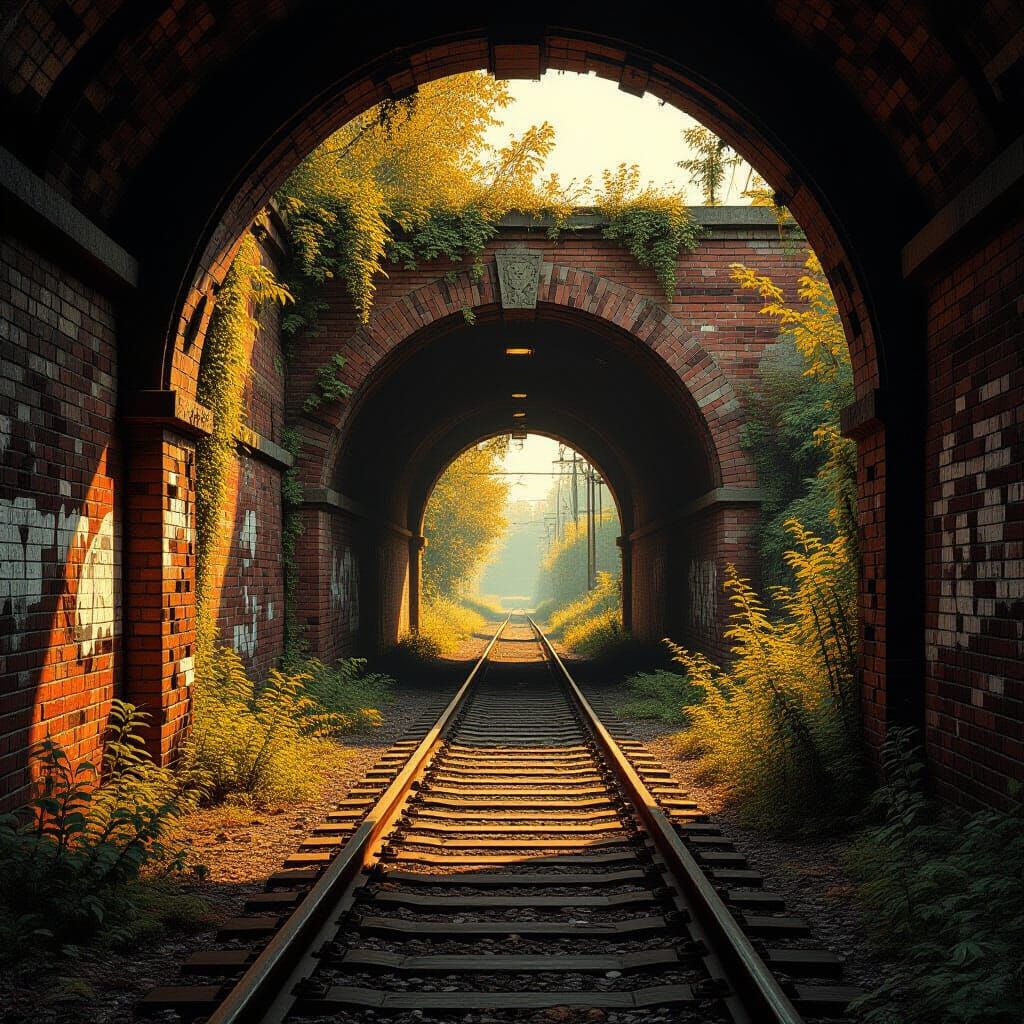 Abandoned Railway Tunnel in Atmospheric Style