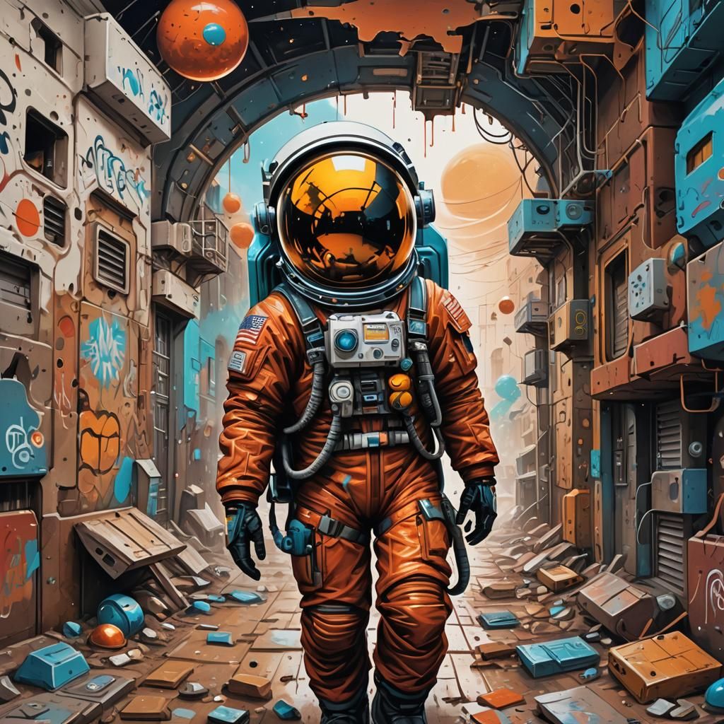 Vibrant Graffiti Art of Martian City Life